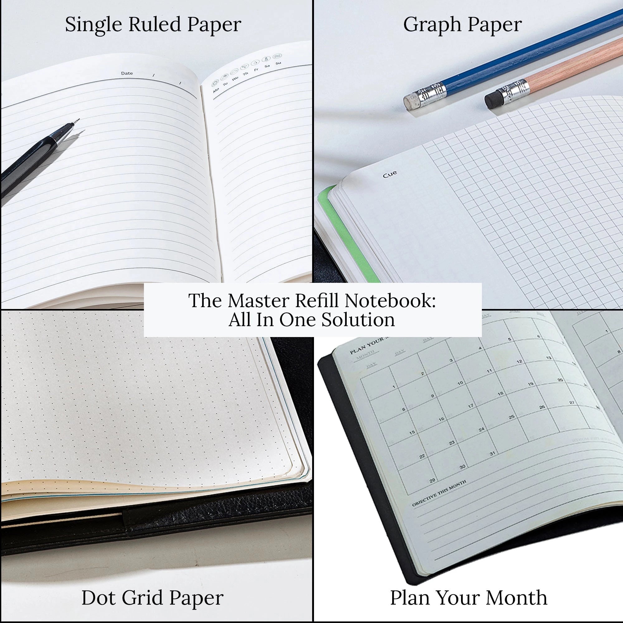 Melunge Leather Diary For Men | Genuine Leather Journal / Notebook | color:  Black Leather Talks