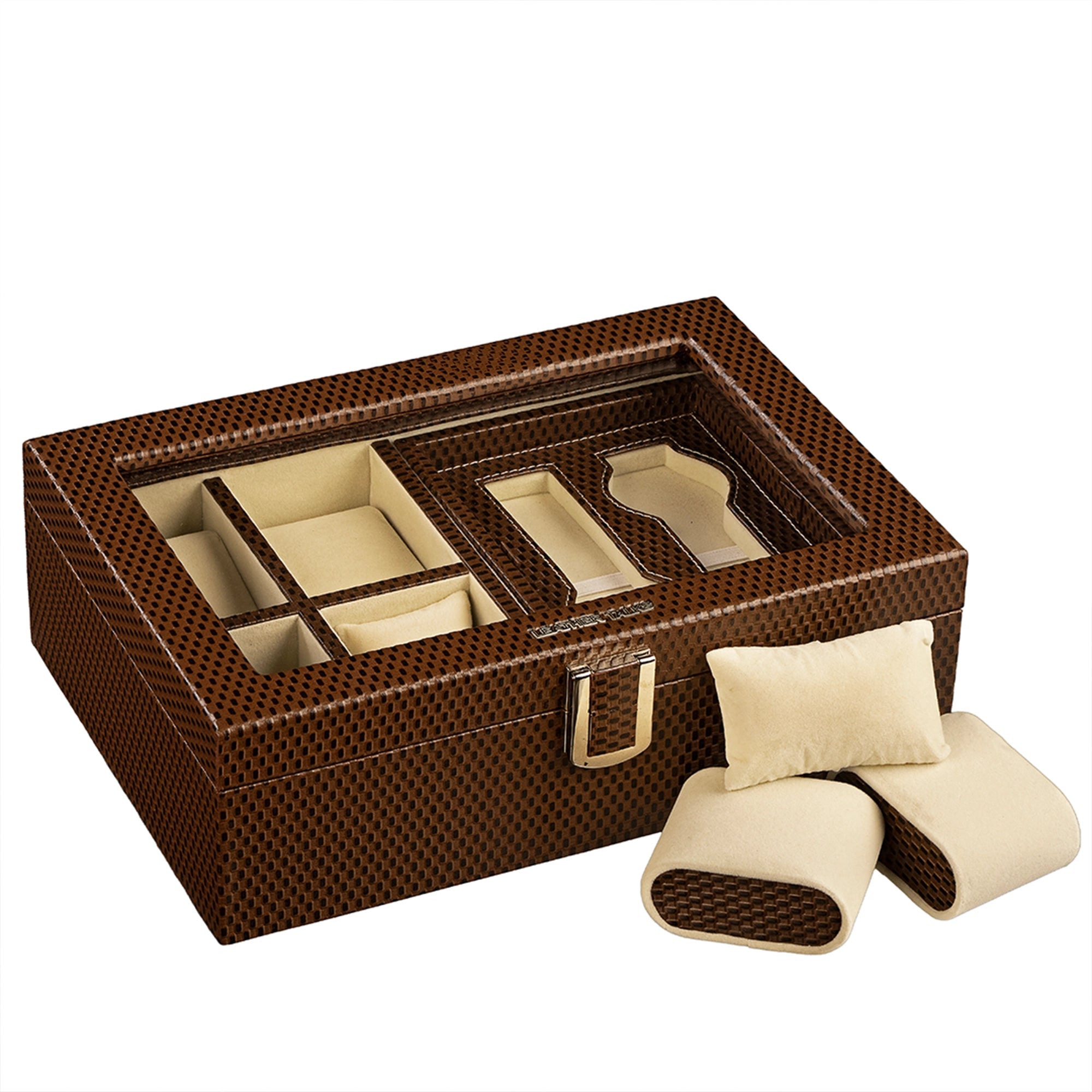 Galio Watch Box 8 Slots | Luxury Genuine Leather Watch Organizer for Men | Premium Watch Storage Case | Color: Brick Brown Leather Talks