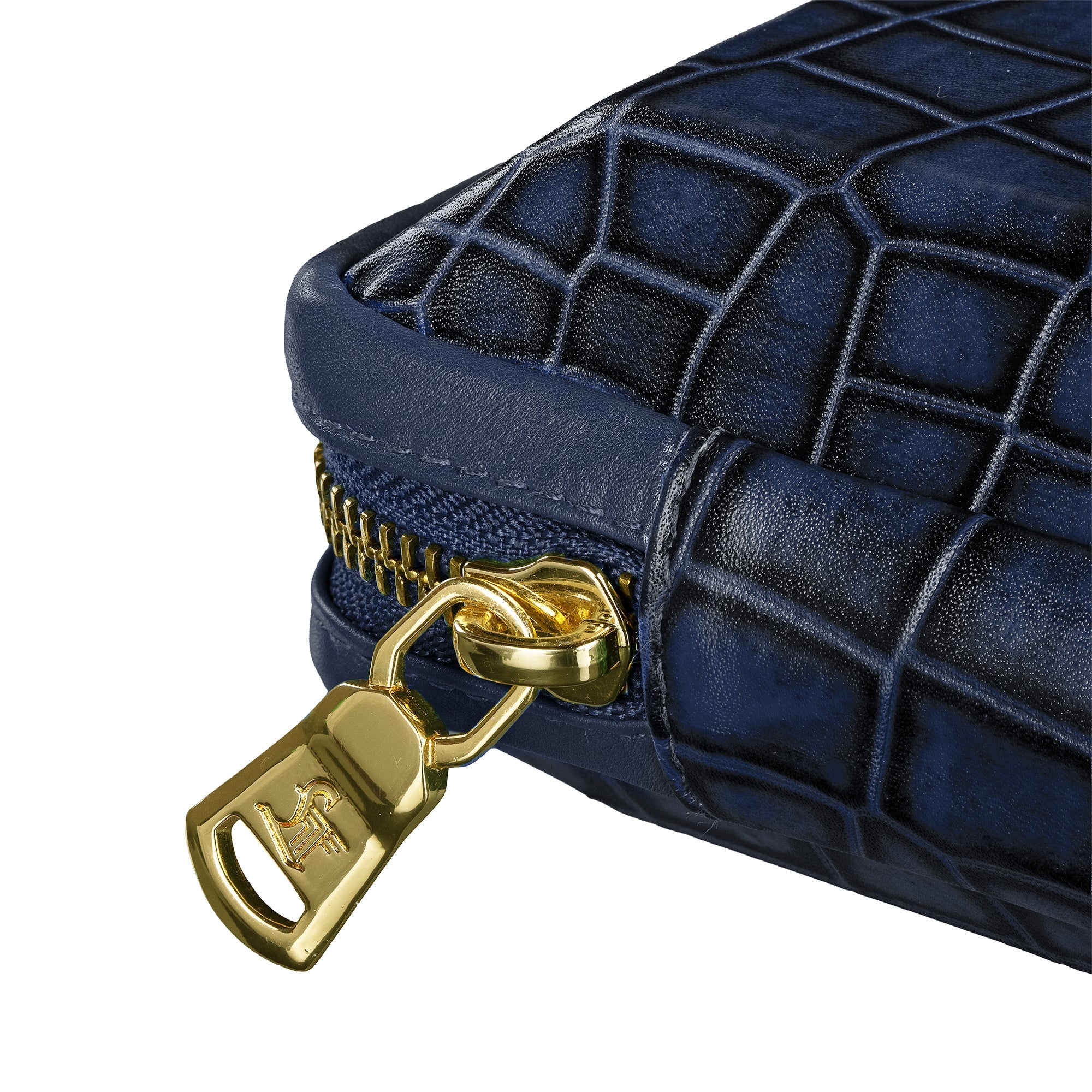 Harbinger Tech Kit - Genuine Leather Tech Organizer Case | Travel Cable Storage Bag | Luxury Electronic Accessories Pouch for Chargers, Wires & Gadgets | Color: Blue Leather Talks