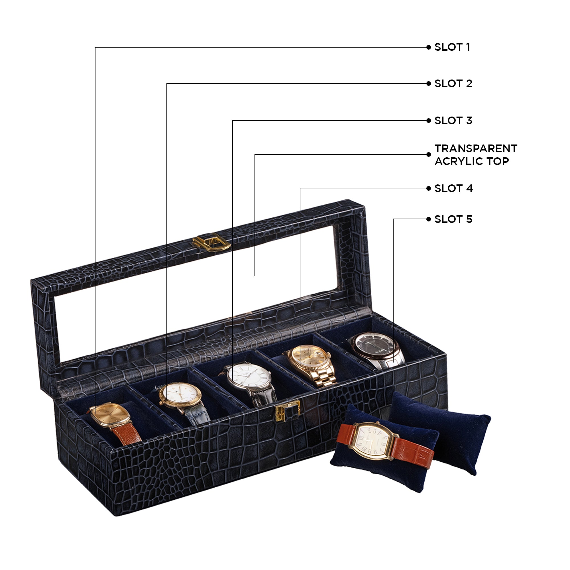 Elegant Croco-Embossed Genuine Leather Watch Organizer – Premium Finish and Detailing