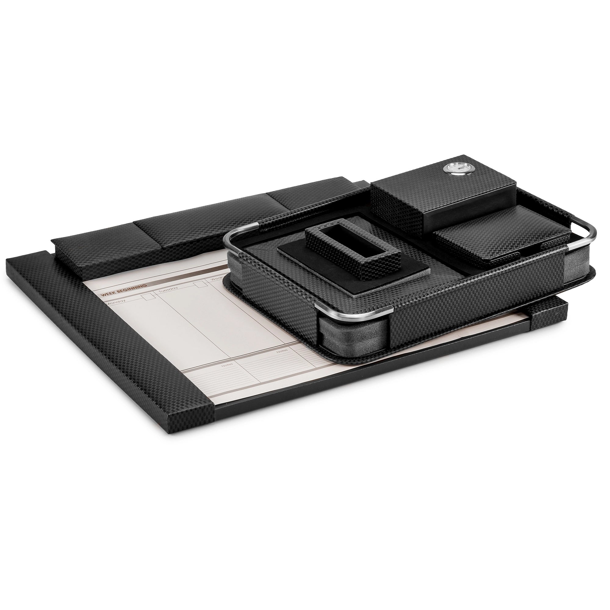 Desktop Planner Set I | Office Table Accessories| Color- Brick Black Leather Talks
