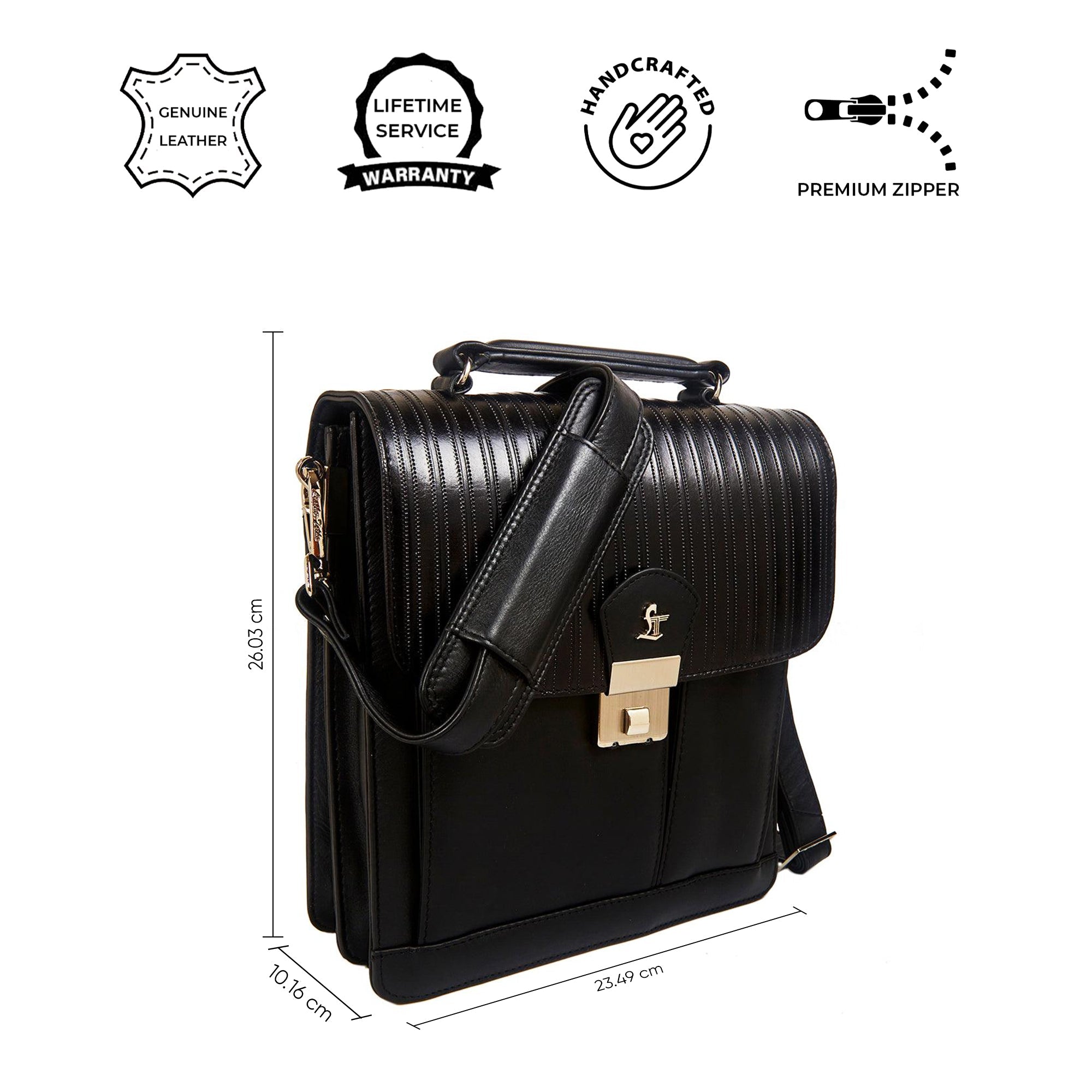 Men’s Bag V |  Leather Messenger Bag For Men | Colour : Black Leather Talks