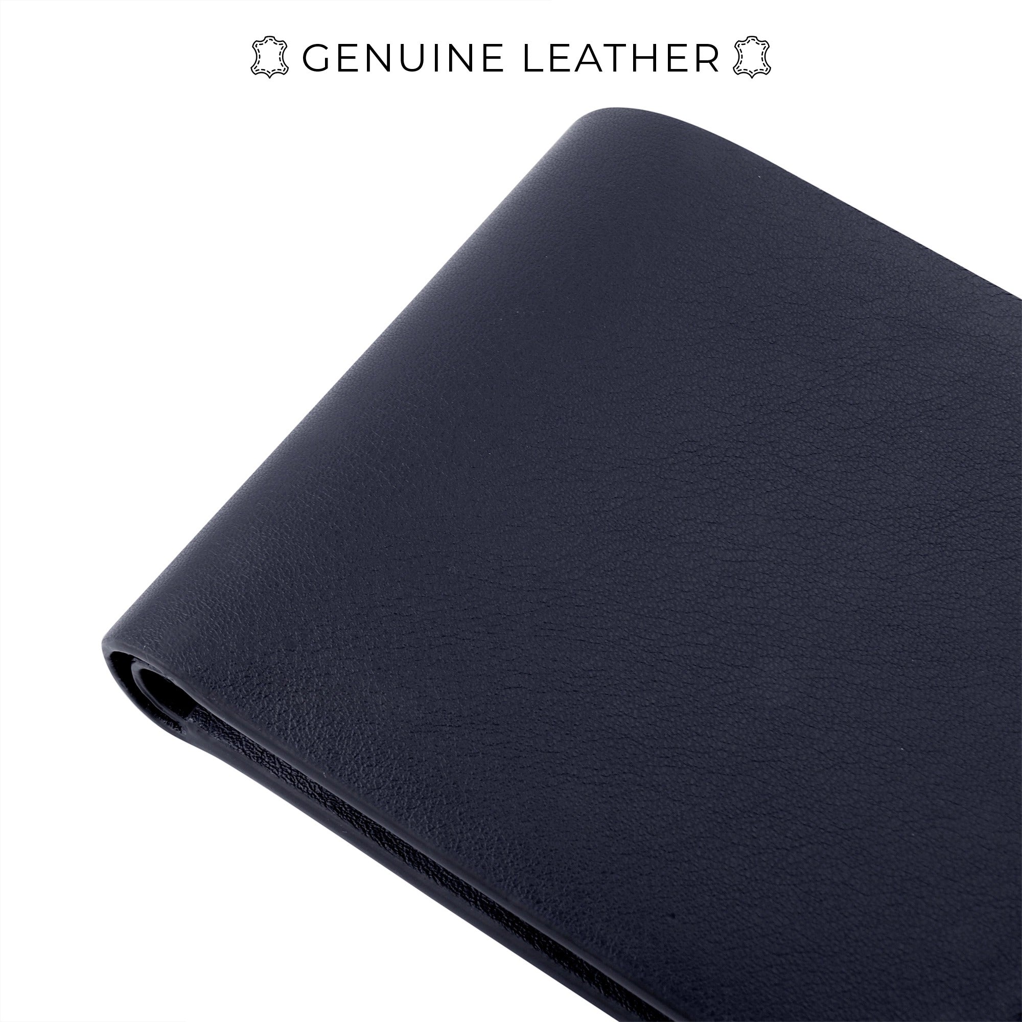 Austin Bifold Stitchless Leather Wallet  | Genuine Leather | RFID Safe | Colour: Blue LeatherTalks