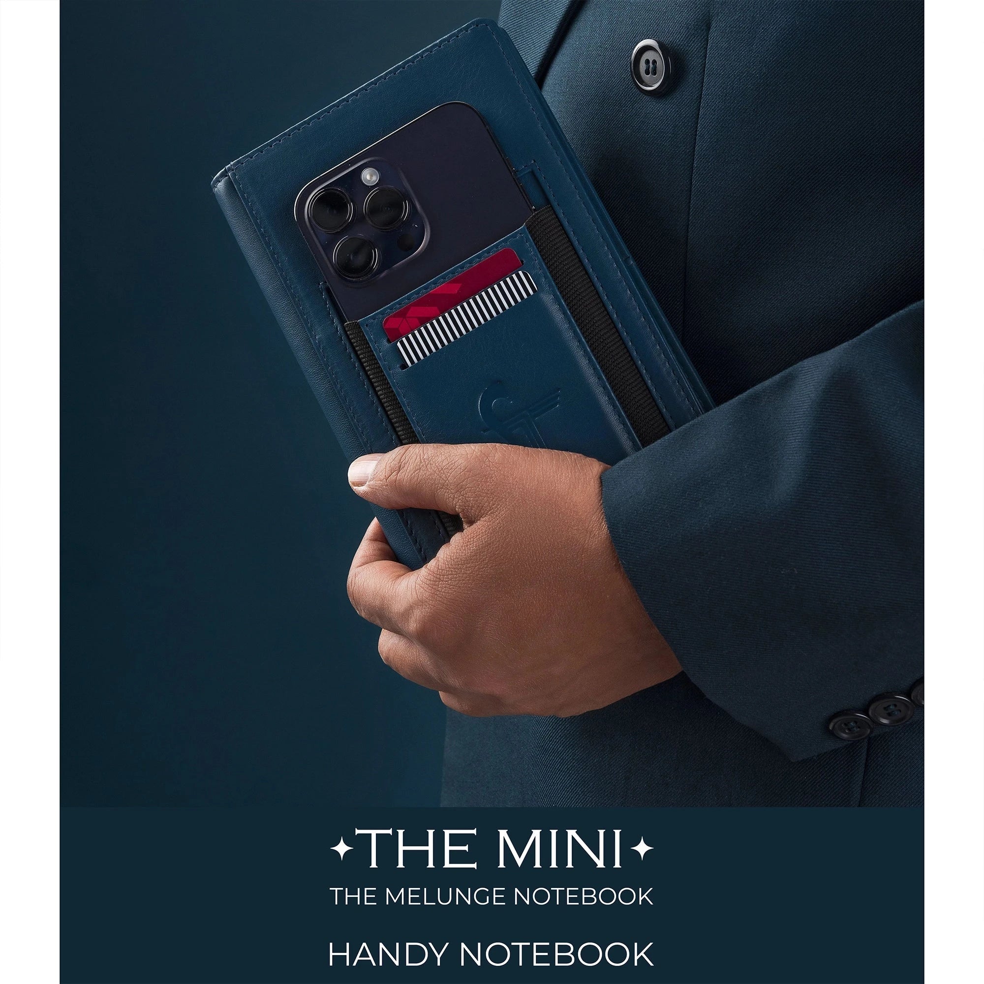 The Mini Melunge Luxury Pure Leather Notebook | Premium Leather Diary For Men & women | 100% Genuine Leather | Handmade Leather Journal - Blue Leather Talks