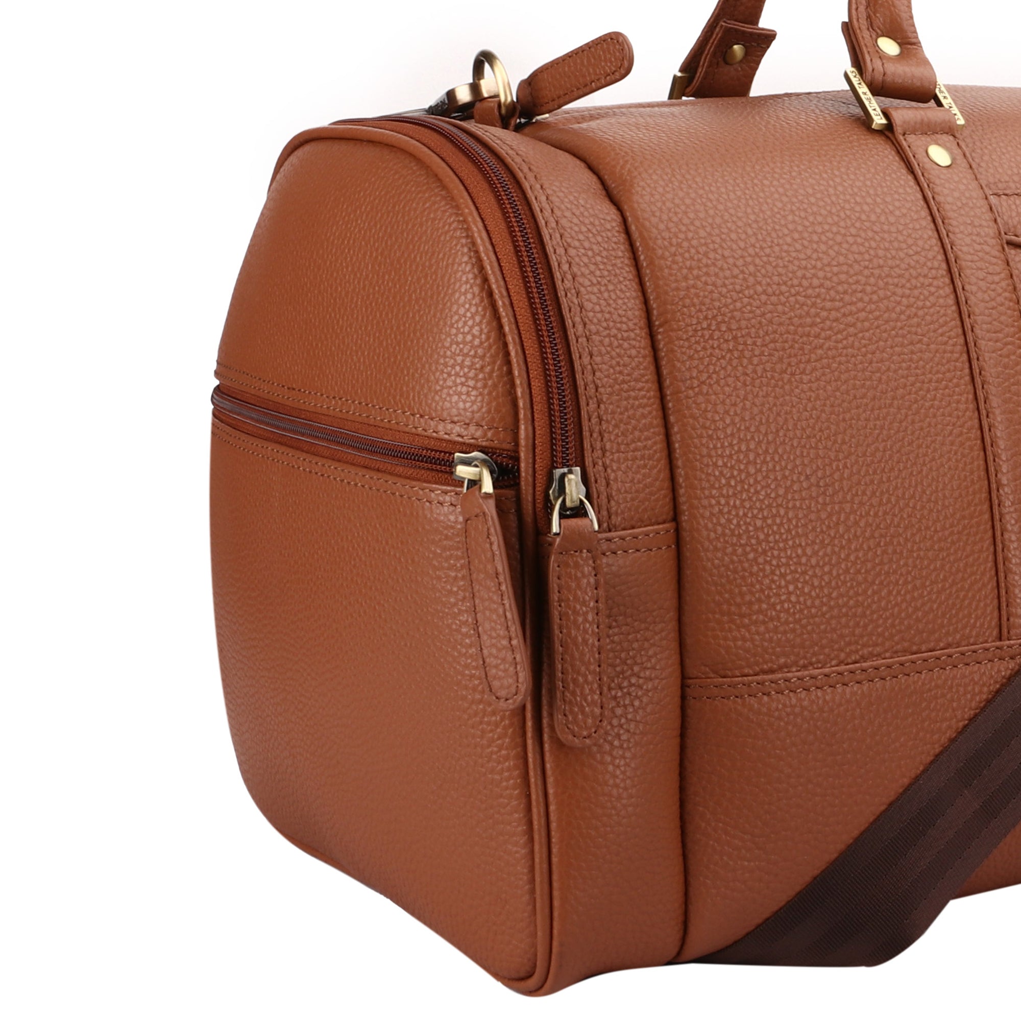 Bush Duffle Bag | Genuine Leather Travel Bag | Duffle Bag for Women | Color: Tan Leather Talks