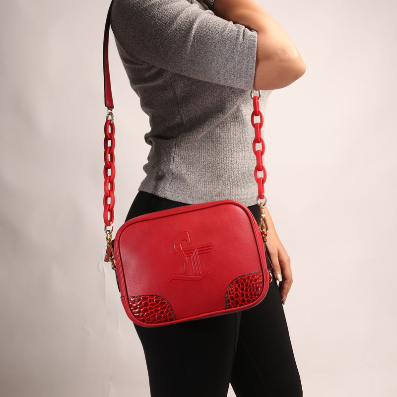 Candy One Genuine Leather Sling Bags for Women - Color: Red