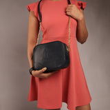 Candy One Leather Sling Bags for Women Color : Navy Blue