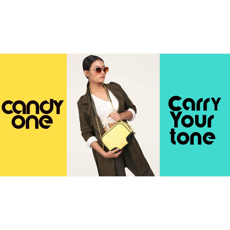 Candy One Leather Sling Bags for Women Color : Yellow