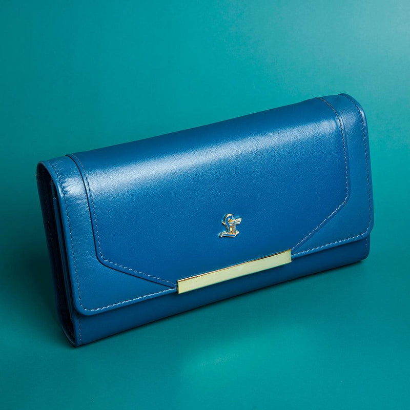 Celia Ladies Wallet | Leather Wallet for Women | 100% Genuine Leather | Color: Blue