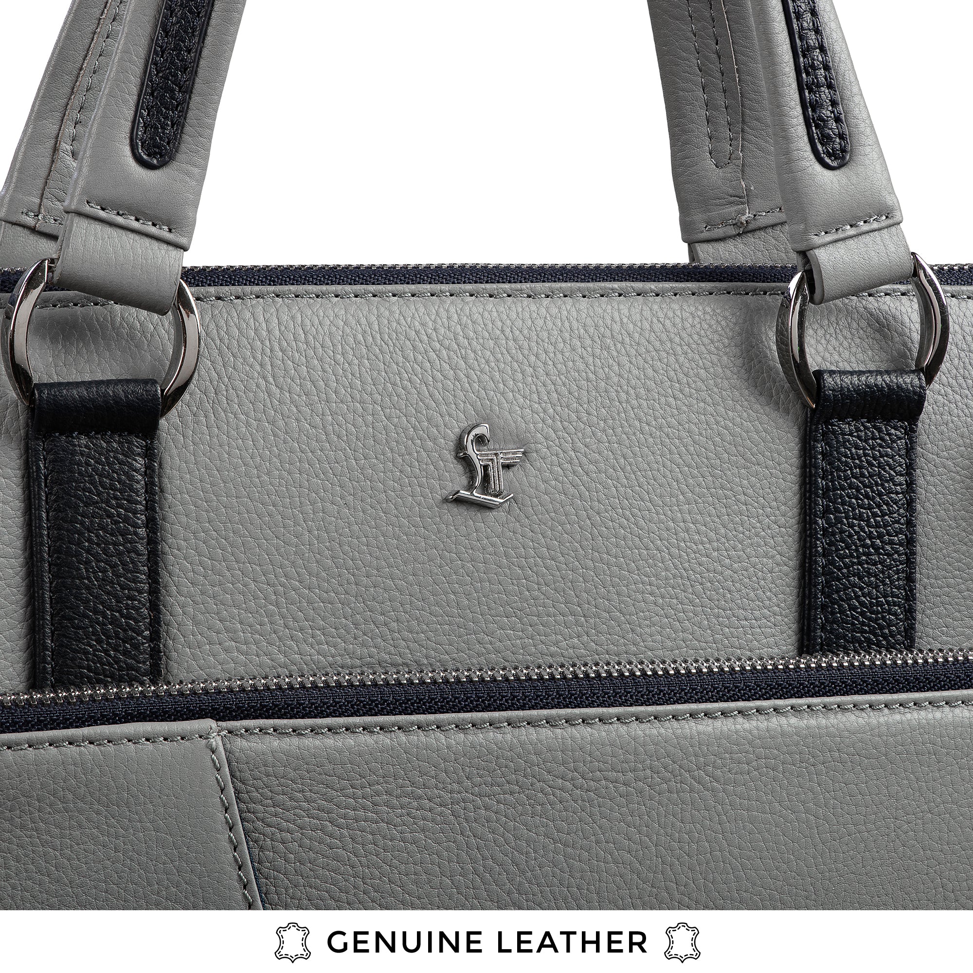 Kripto Genuine Leather Laptop Bag | Leather Folio bag | Office Bag for Men |  Color: Grey LeatherTalks