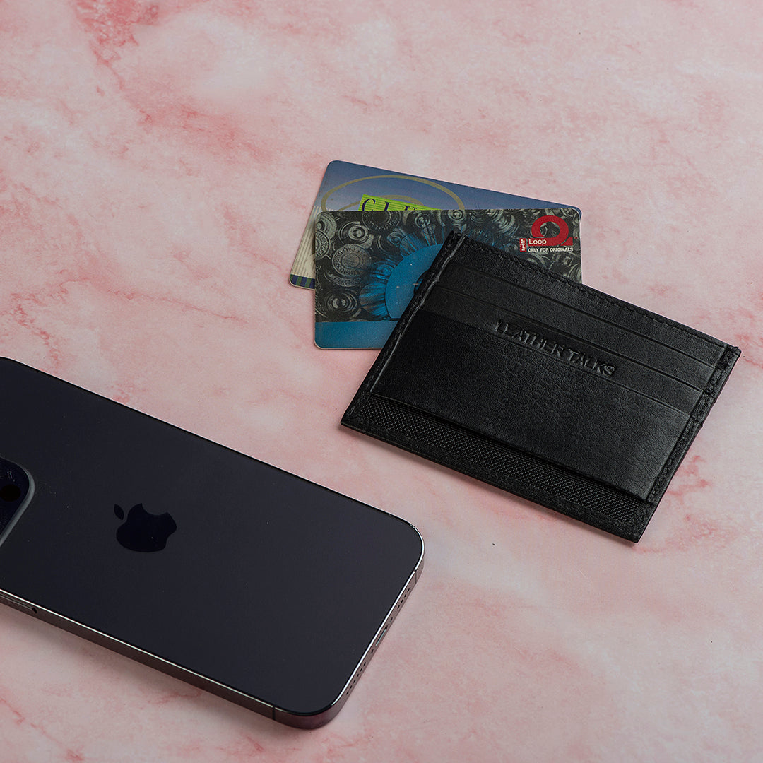 Leather slim card case for easy storage – Sleek and compact leather card case for holding business cards, credit cards, and more.