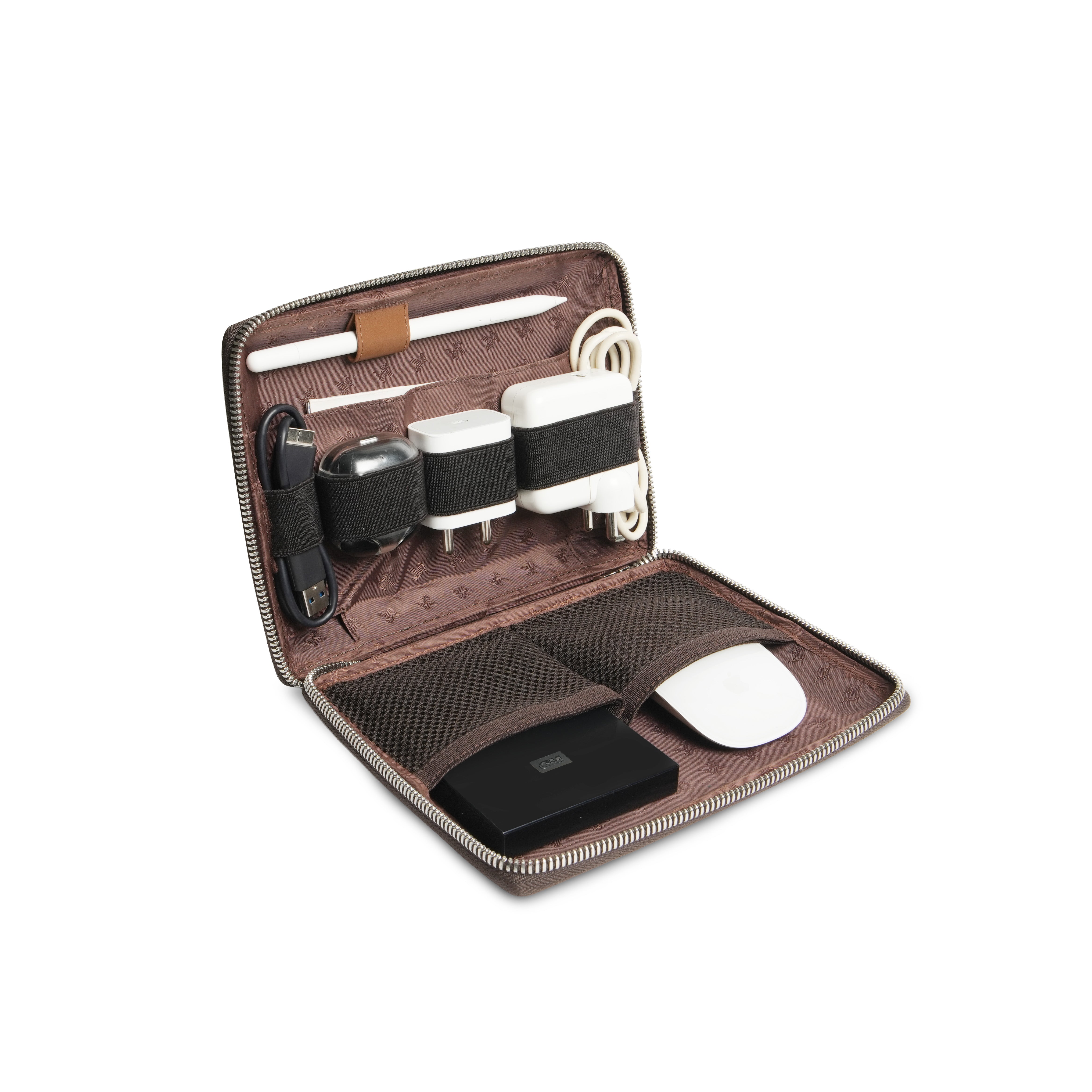 Set of II Combo Set | Harbinger Tech Kit & Mini Notebook | Genuine Leather Tech Organizer Case | Travel Cable Storage Bag | Luxury Electronic Accessories Pouch for Chargers, Wires & Gadgets | Color: Tan Leather Talks