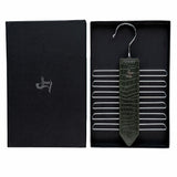 Leather Wooden Tie Hanger | 100% Genuine Leather | Color: Black, Brown, Green & Cherry