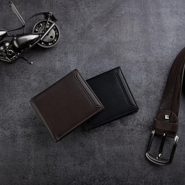 Classic Gent's Wallet | Leather Wallet for Men | 100% Genuine Leather | Color: Brown & Black