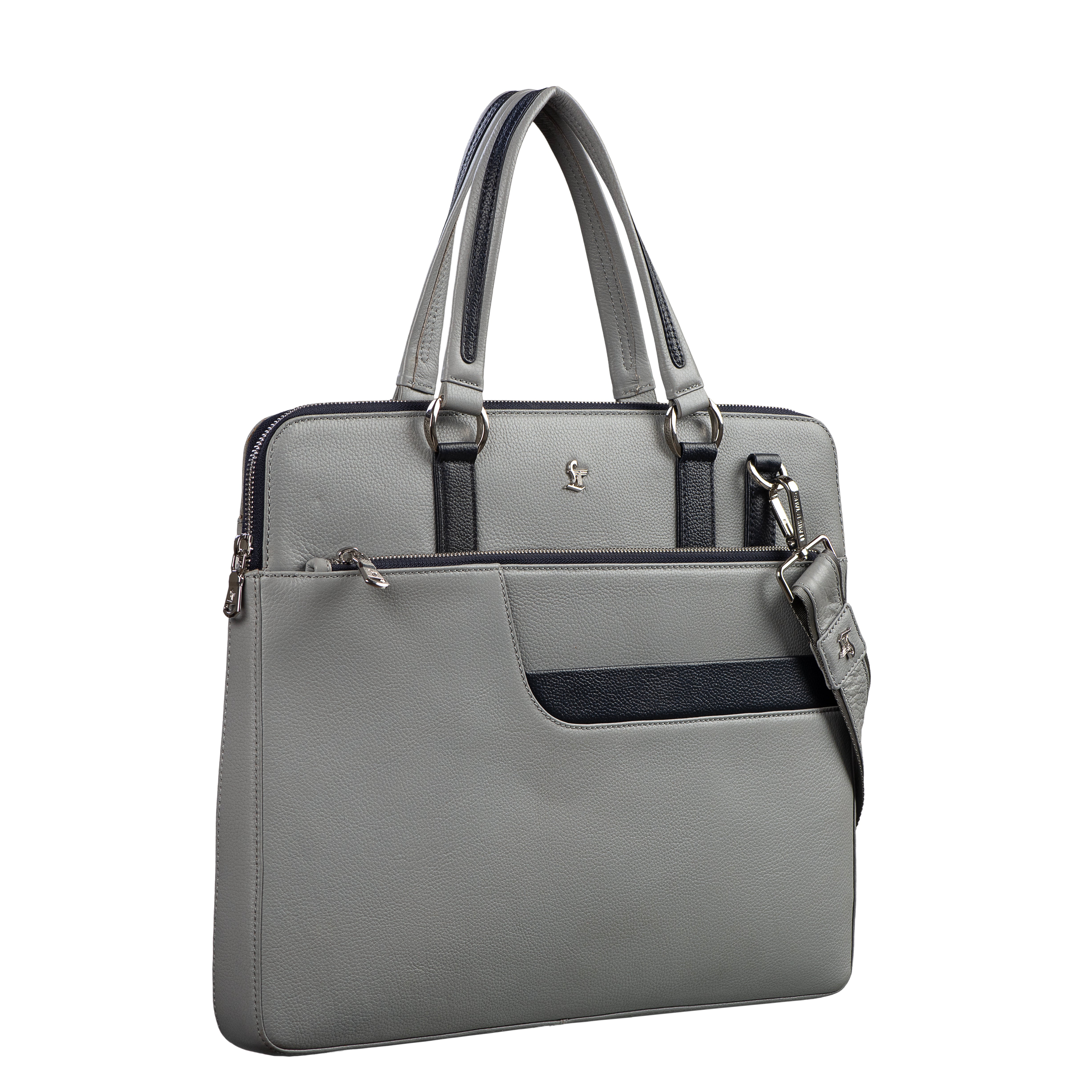 Kripto Genuine Leather Laptop Bag | Leather Folio bag | Office Bag for Men |  Color: Grey LeatherTalks