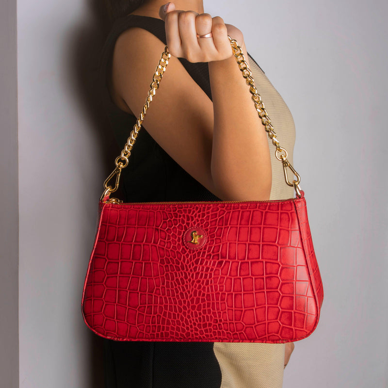 Lucia Leather Sling Bags For Women Color: Red