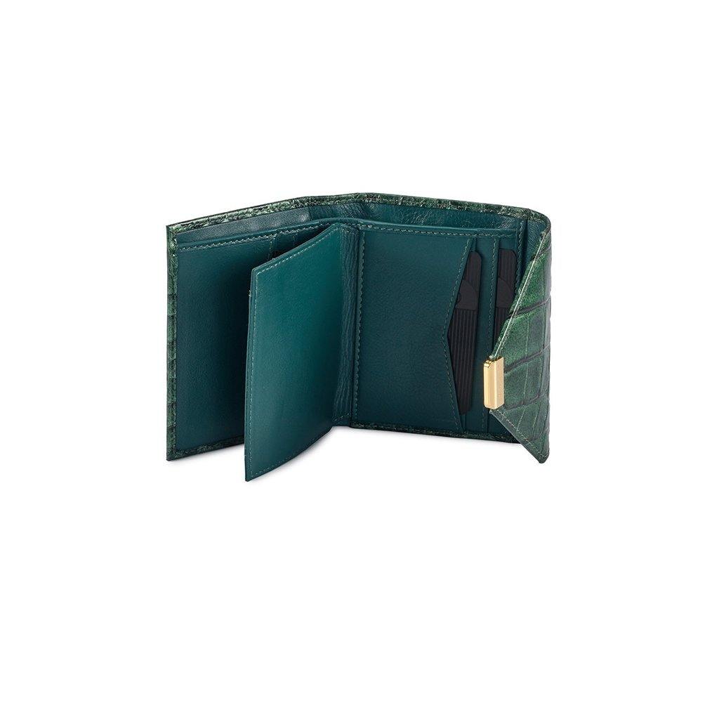 Keva Ladies Wallet | Croco Leather Wallet for Women | 100% Genuine Leather | Color: Green