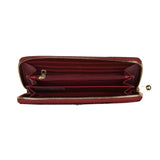 Palm II | Deep Cut Leather Wallet for Women | 100% Genuine Leather | Color: Cherry