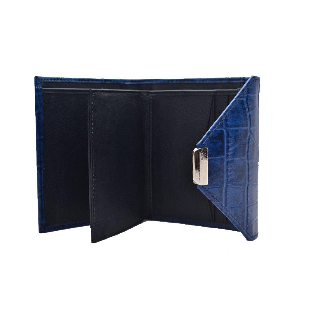 Keva Ladies Wallet | Croco Leather Wallet for Women | 100% Genuine Leather | Color: Blue