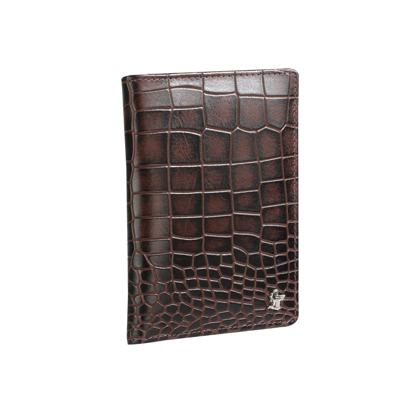 Accord Croco Leather Passport Cover Color: Brown