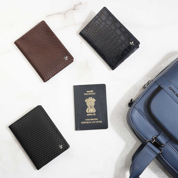 Brown passport holder cover for airport
