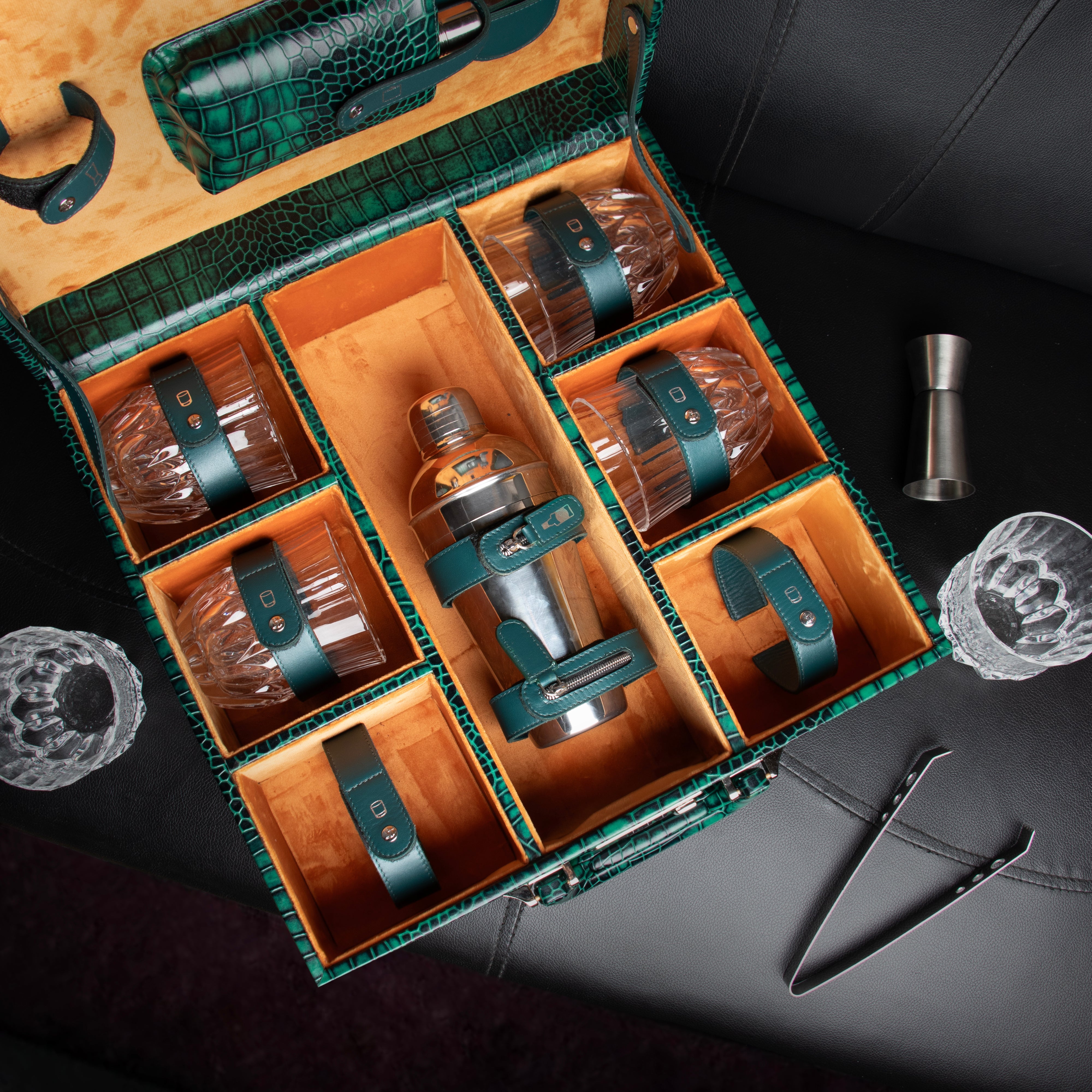 Luxury Genuine Leather Desktop Planner Set | Premium Corporate Diwali Gift for CEOs & Executives | Color: Green Leather Talks