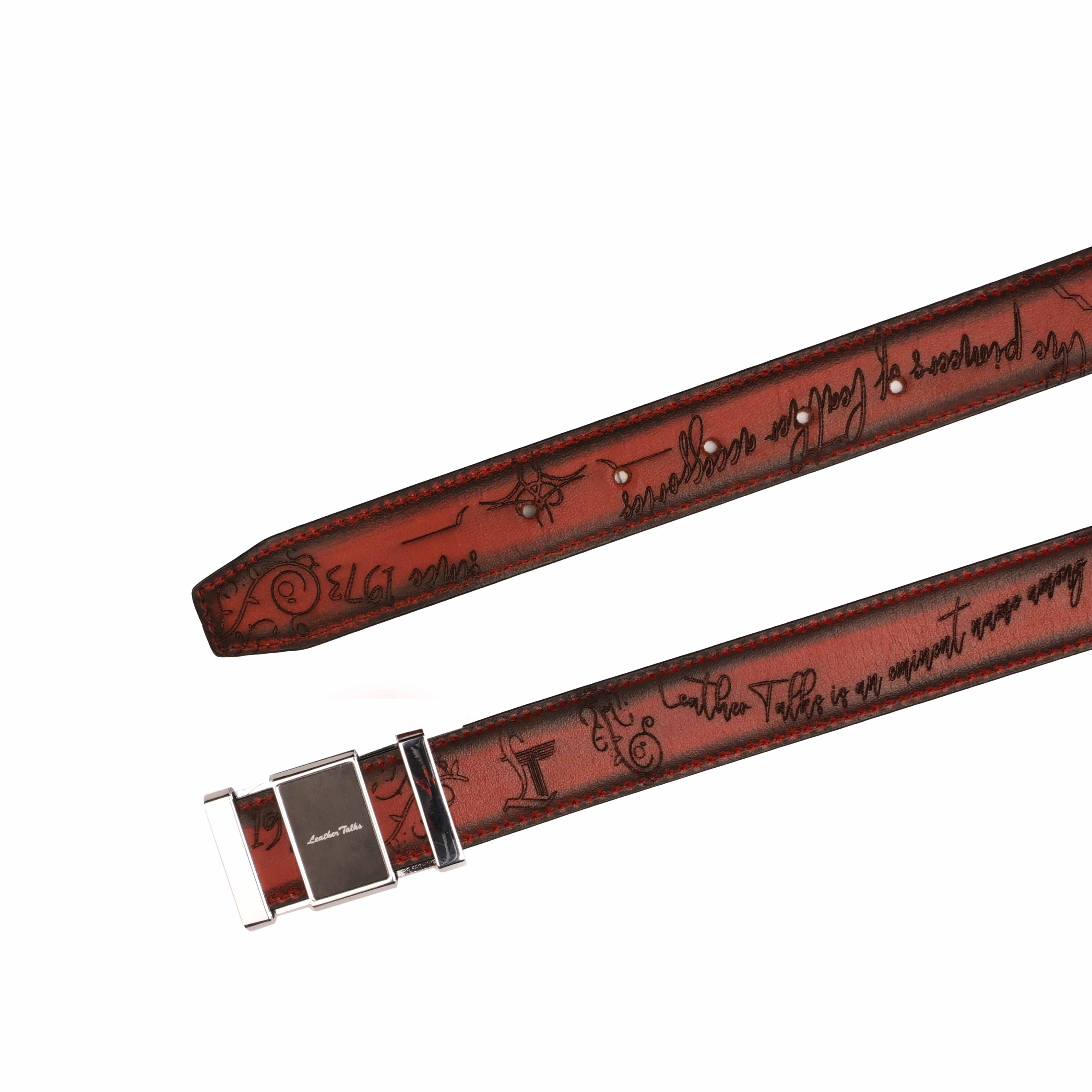 Designer leather belt