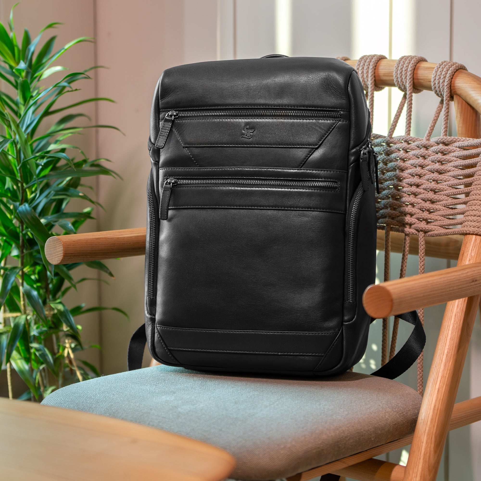 Jacob V 3.0 | Luxury Leather Laptop Bag | For Office Use | Colour: Black| Include Attachable & Detachable Laptop Sleeve| Trolley Strap Included