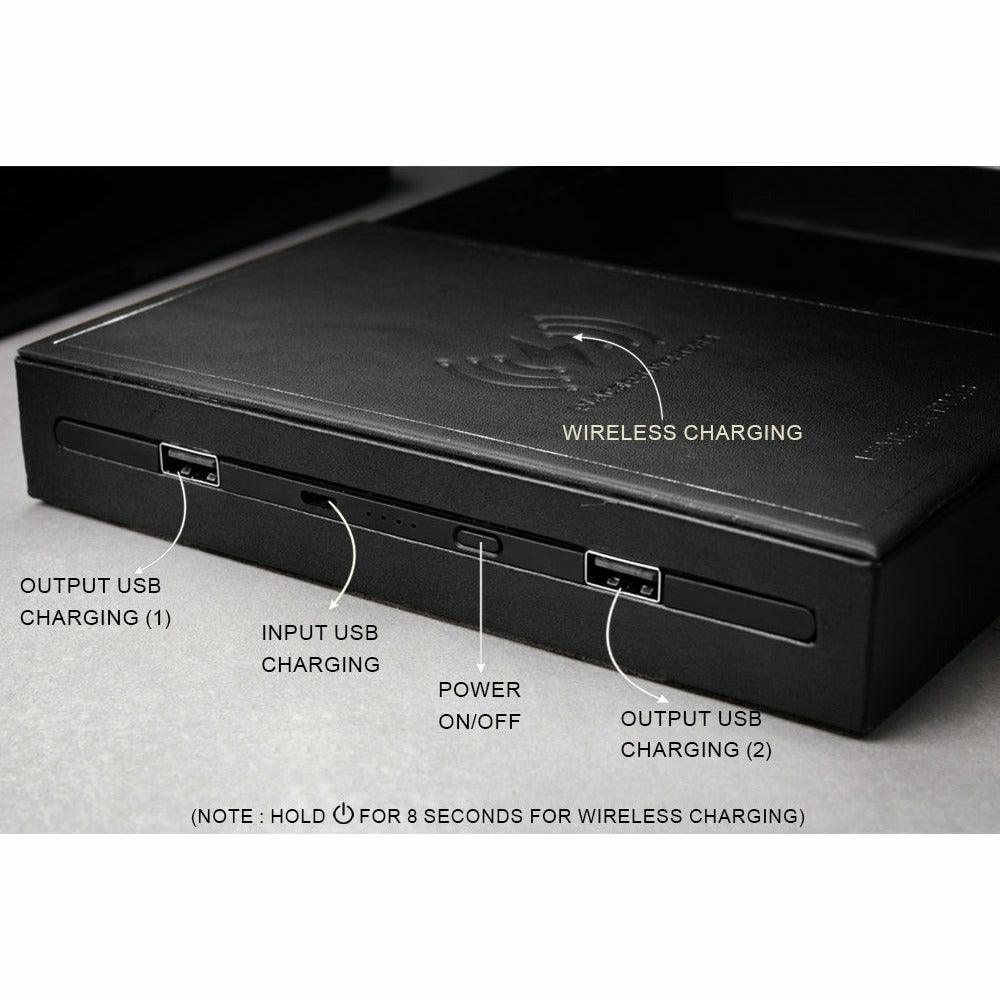 LT Smart Valet Tray 2.0 with wireless charging and power bank 10000 mAh - Leather Talks 
