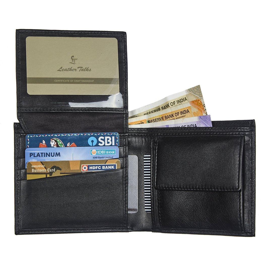 Premium Italian Square Diamond Print Black Wallet - Leather Talks 