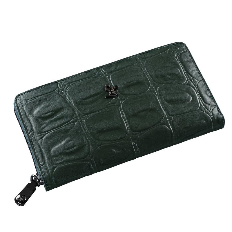 Palm II | Croco Tail Leather Wallet for Women | 100% Genuine Leather | Color: Green