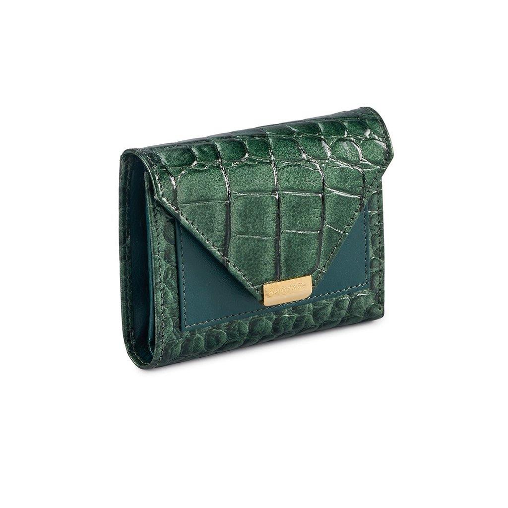 Keva Ladies Wallet | Croco Leather Wallet for Women | 100% Genuine Leather | Color: Green