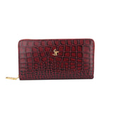 Palm II | Deep Cut Leather Wallet for Women | 100% Genuine Leather | Color: Cherry