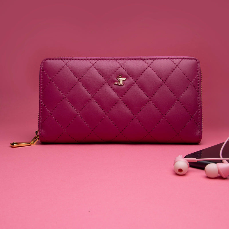 Palm | Leather Wallet for Women | 100% Genuine Leather | Color: Pink
