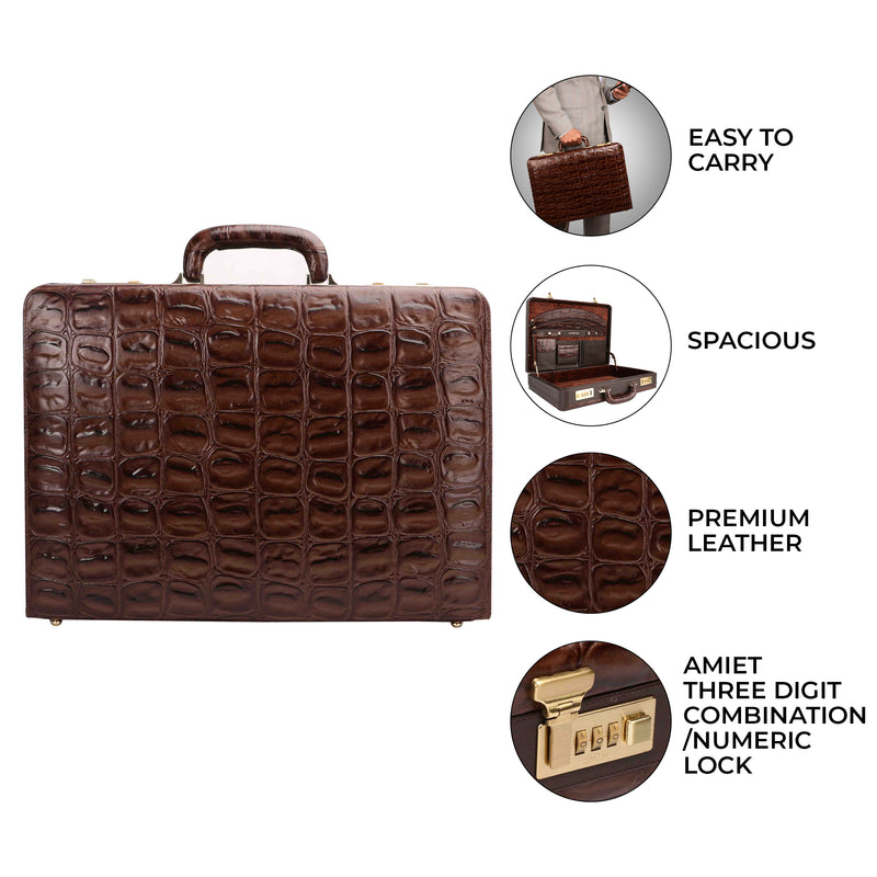 Portfolio Briefcase Bag in Full Grain Dark Brown Leather | Style n Craft |  #392008