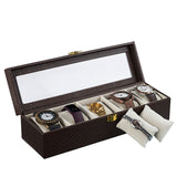 Bronx Watch Box (5 Watches) | Watch Case | 100% Genuine Leather | Color: Black, Cherry & Brown