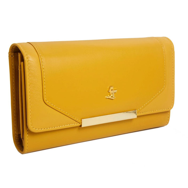 Celia Ladies Wallet | Leather Wallet for Women | 100% Genuine Leather | Color: Yellow