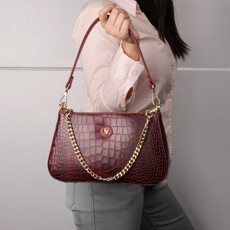 Lucia Leather Sling Bags For Women Color: Cherry