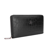 Palm II | Croco Leather Wallet for Women | 100% Genuine Leather | Color: Black