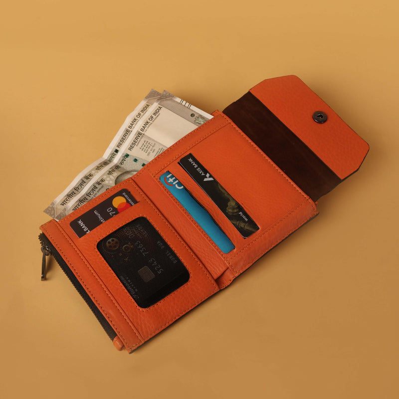 Summer II | Leather Wallet for Women | 100% Genuine Leather | Color: Orange