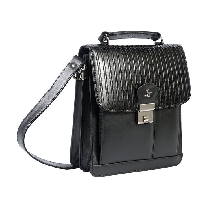 Men's Bag V | Leather Messenger Bag For Men | Colour : Black Leather Talks