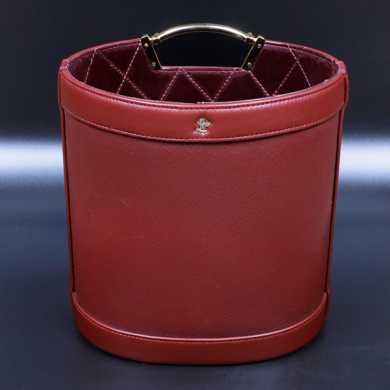 Premium leather Dustbin in cherry colour- Leather Talks