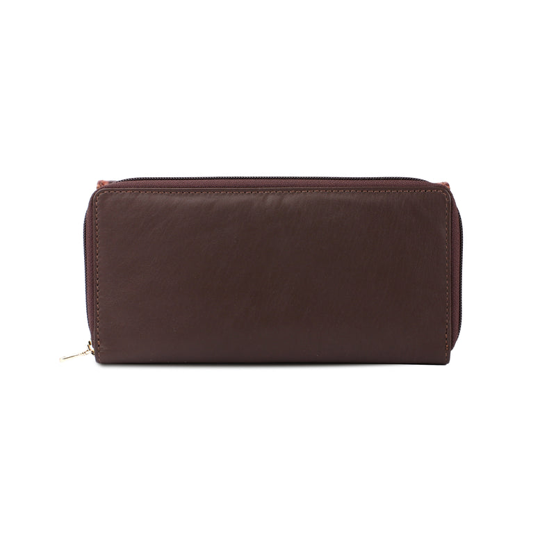 Backzipp | Croco Leather Wallet for Women | 100% Genuine Leather | Color: Brown