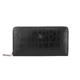 Palm II | Croco Leather Wallet for Women | 100% Genuine Leather | Color: Black