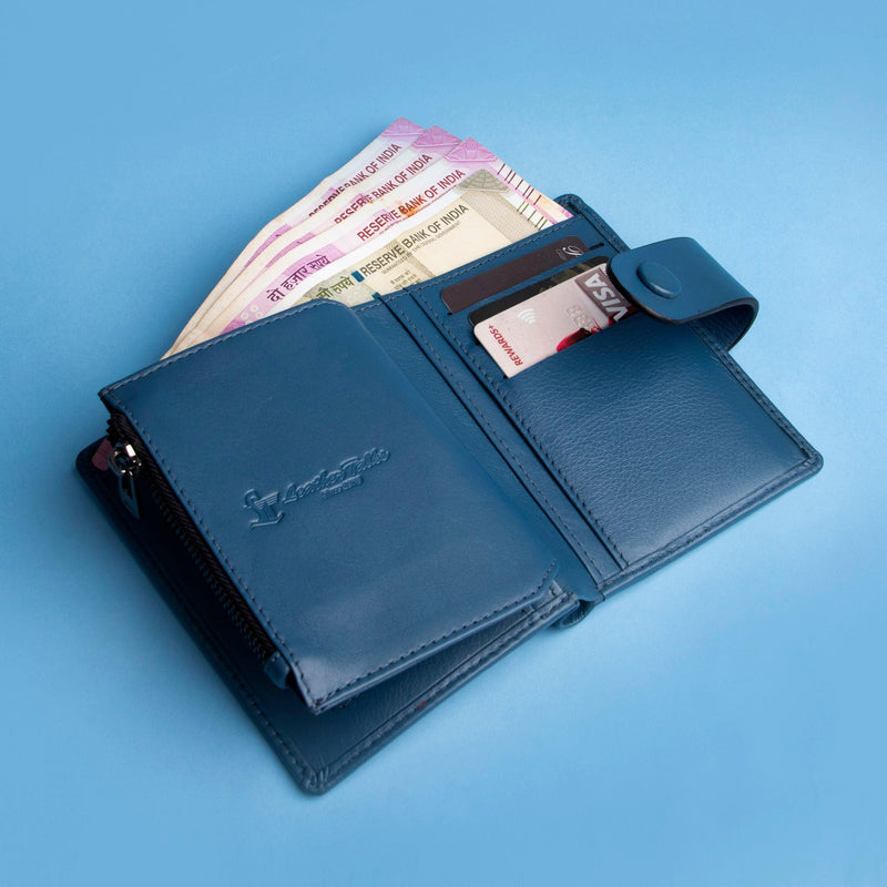 Summer I | Leather Wallet for Women | 100% Genuine Leather | Color: Blue