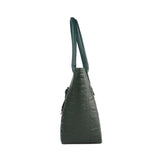 Leather Tote Bag For Women in green color with croco tail pattern