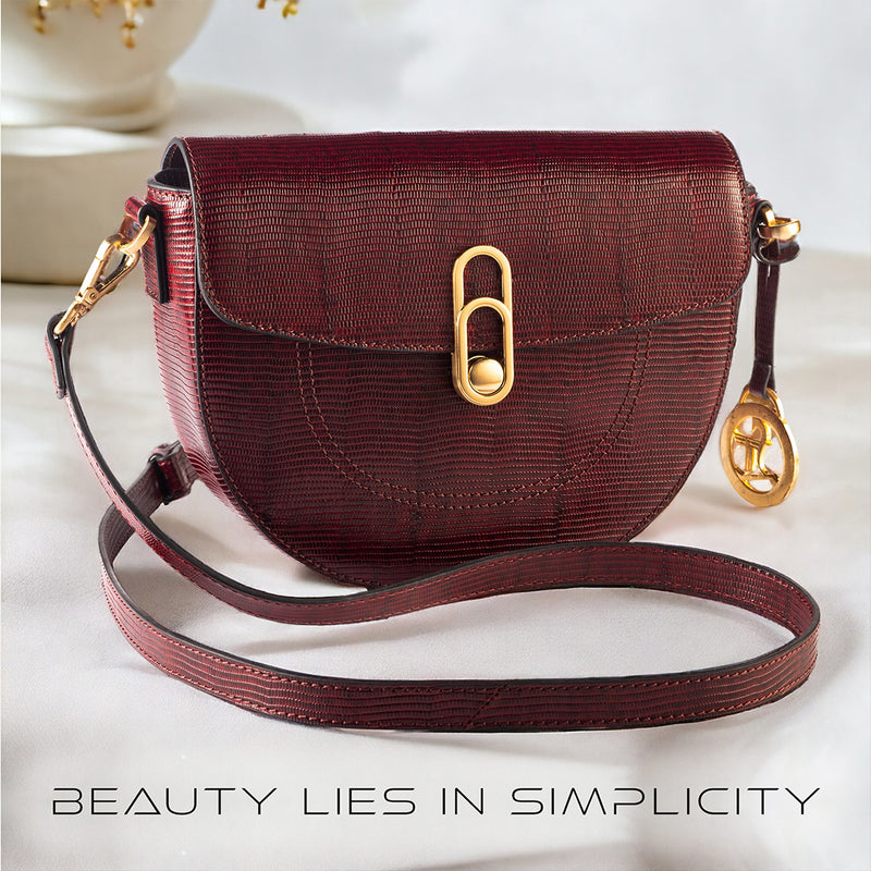 Moon Everyday | Sling Bag for Women | 100% Genuine Leather | Color: Cherry