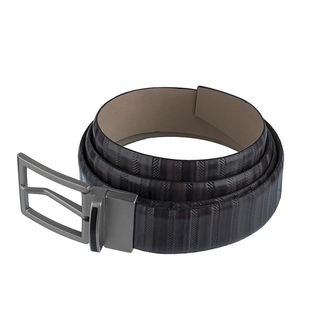 Italian VT Stripe | Premium Genuine Leather Belt for Men - Stylish & Durable Belt for Everyday Wear | High-Quality Men's Leather Belt | Adjustable & Comfortable Plus Size Belt | Color - Grey Leather Talks