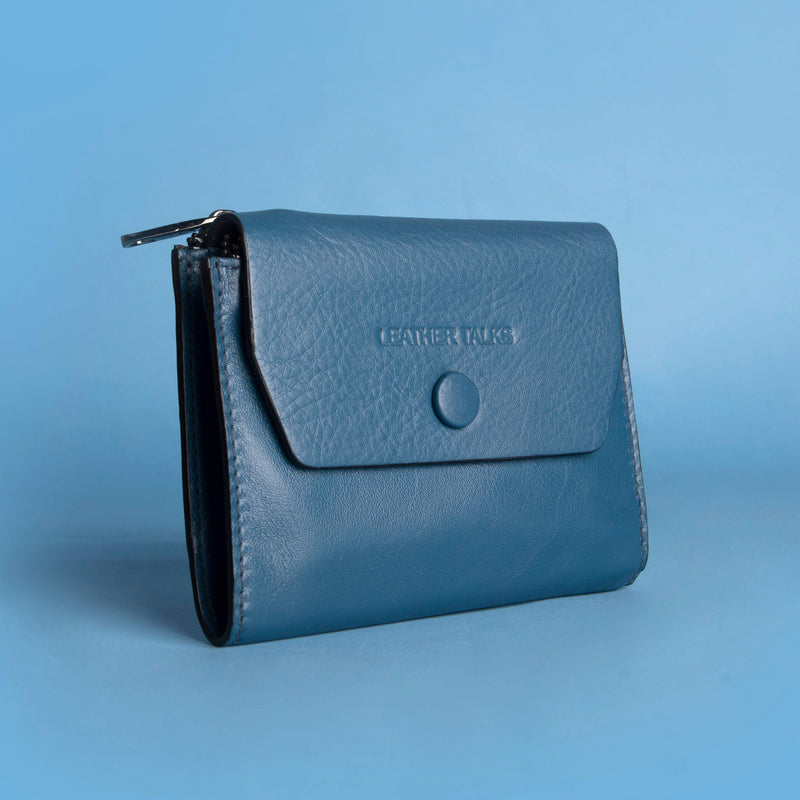 Summer II | Leather Wallet for Women | 100% Genuine Leather | Color: Blue