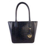 Elvis Designer Leather Tote Bag For Women | Genuine Croco Leather | Cherry, Brown, Navy Blue & Green